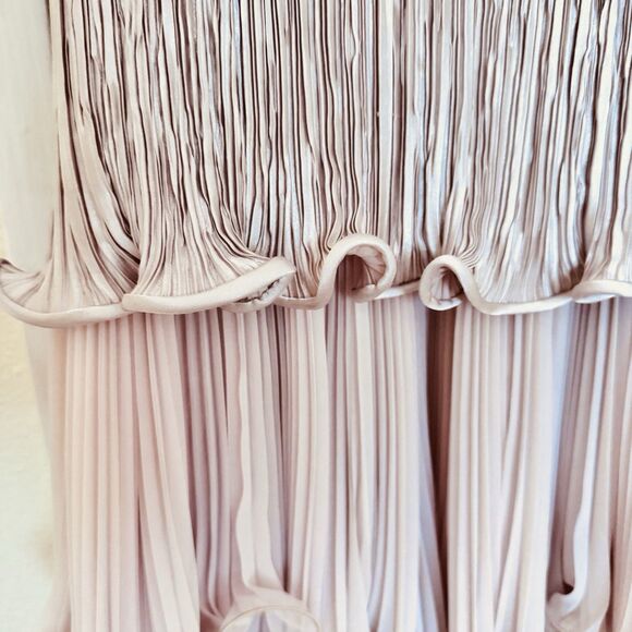 Vintage 80s Pierre Labiche Pleated Dress Blush Pink Chiffon Ruffle Hem USA SZ 10 - Picture 7 of 12
